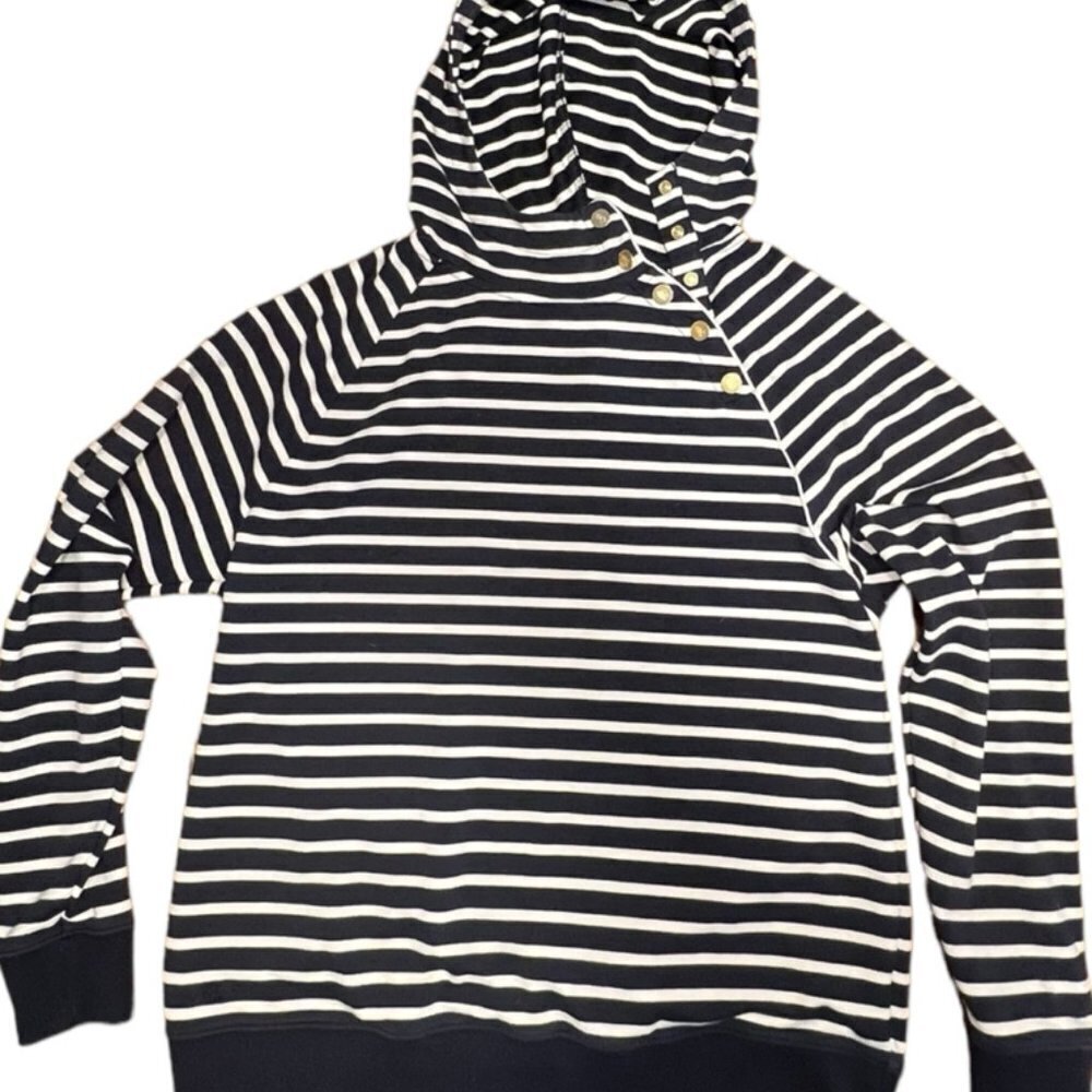 LAUREN RALPH LAUREN Nautical Hoodie Sweatshirt Size M Navy White Striped​​​​​